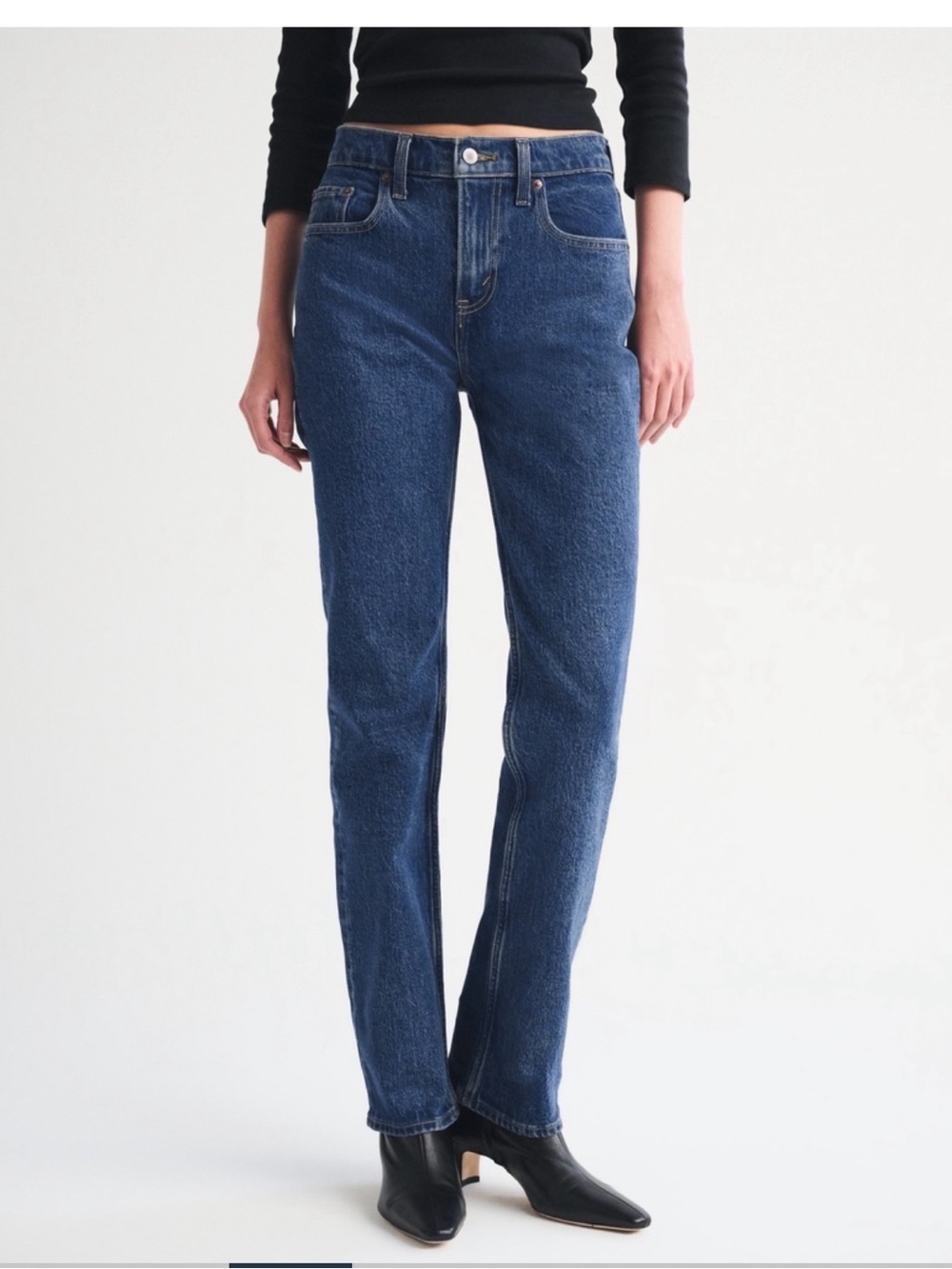 Abercrombie & Fitch Women's Straight Leg Jeans - Dark Blue